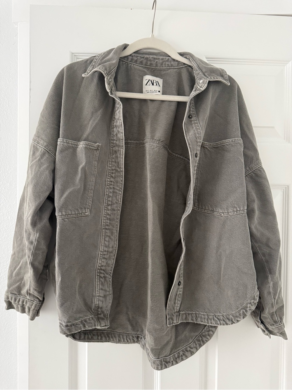 ZARA Washed olive green Shirt Jacket